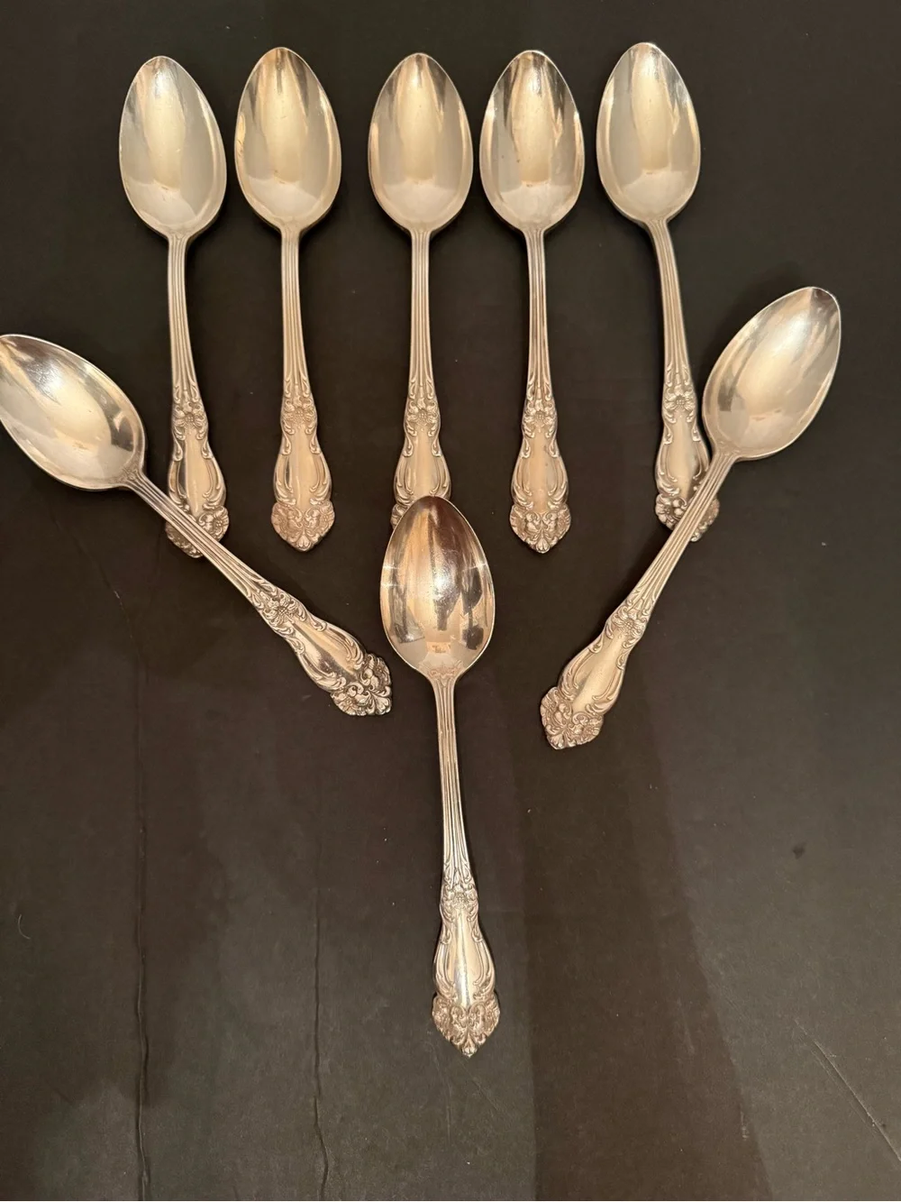 Vtg. Reed & Barton Silver Tone Ornate Teaspoon Set - Silver